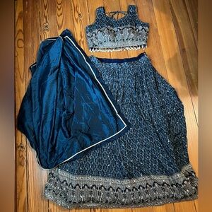 Lahenga Set with Seashell Embellishments and Matching Dupatta